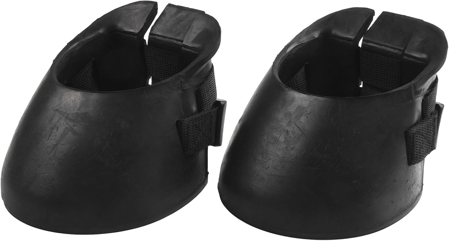 2Pcs Rubber Horse Boots Non Slip Horse Protection Shoes Guards, Non-Slip Traction Bottom Equine Hoof-Protector Horses Protection Rubber for Riding Training (S 129 * 128mm)