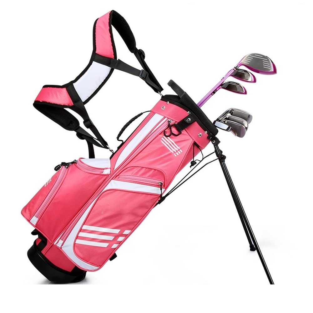 Golftaschen, Golf-Standtasche, einziehbare Golf-Tragetasche for Reisen, Organizer-Golftasche mit großem Fassungsvermögen for Ständer 3-Wege-Trennwänden(Pink)