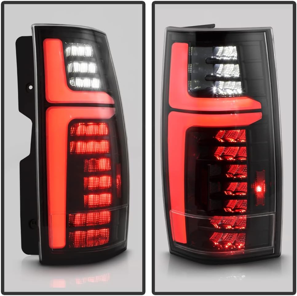 KEEKPO - For 2007-2013 Chevy Suburban 1500 2500 Tahoe GMC Yukon Black Full LED TaiL Lights Brake Lamps Pair Left+Right