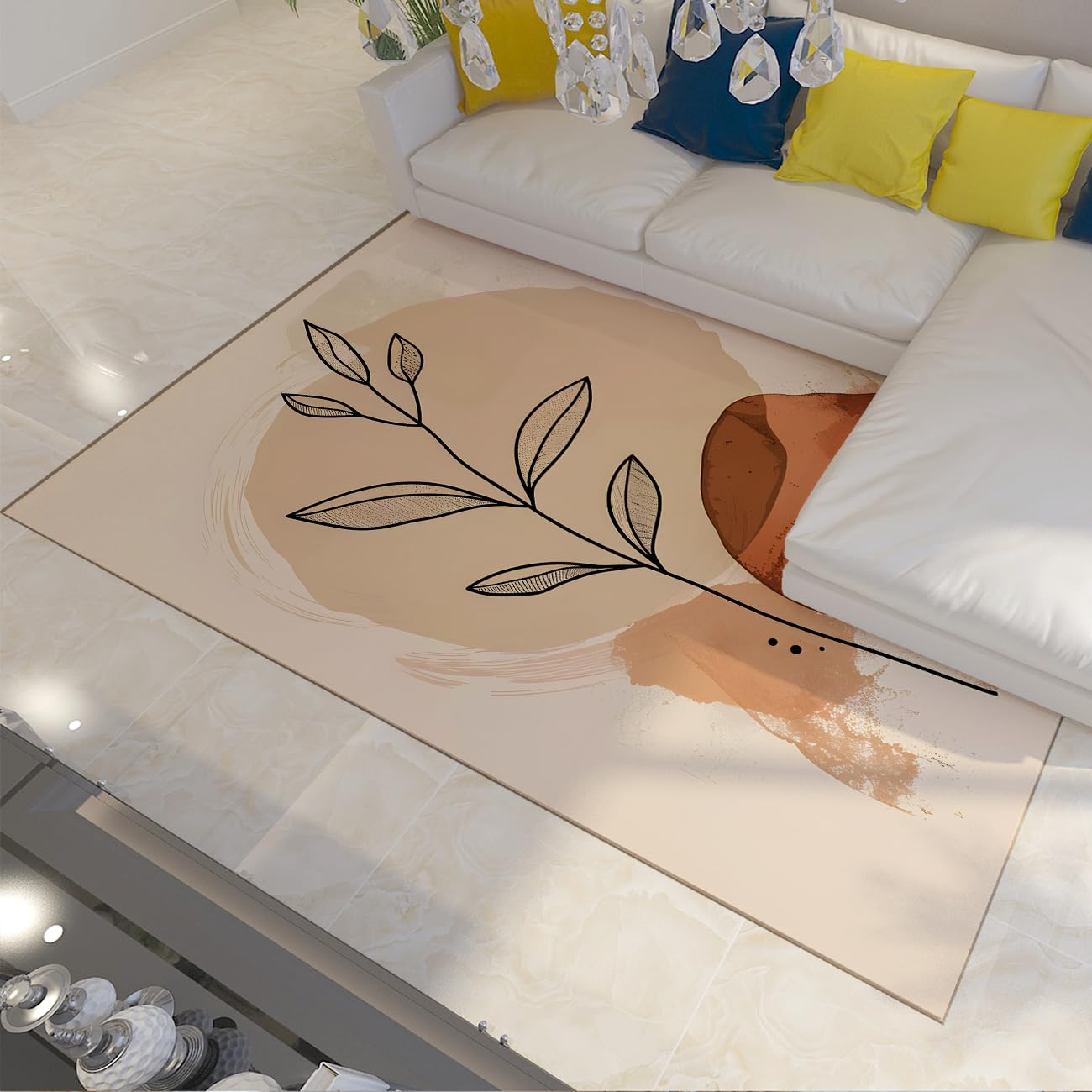 Tapis floral 80x150cm orange pour chambre et cuisine