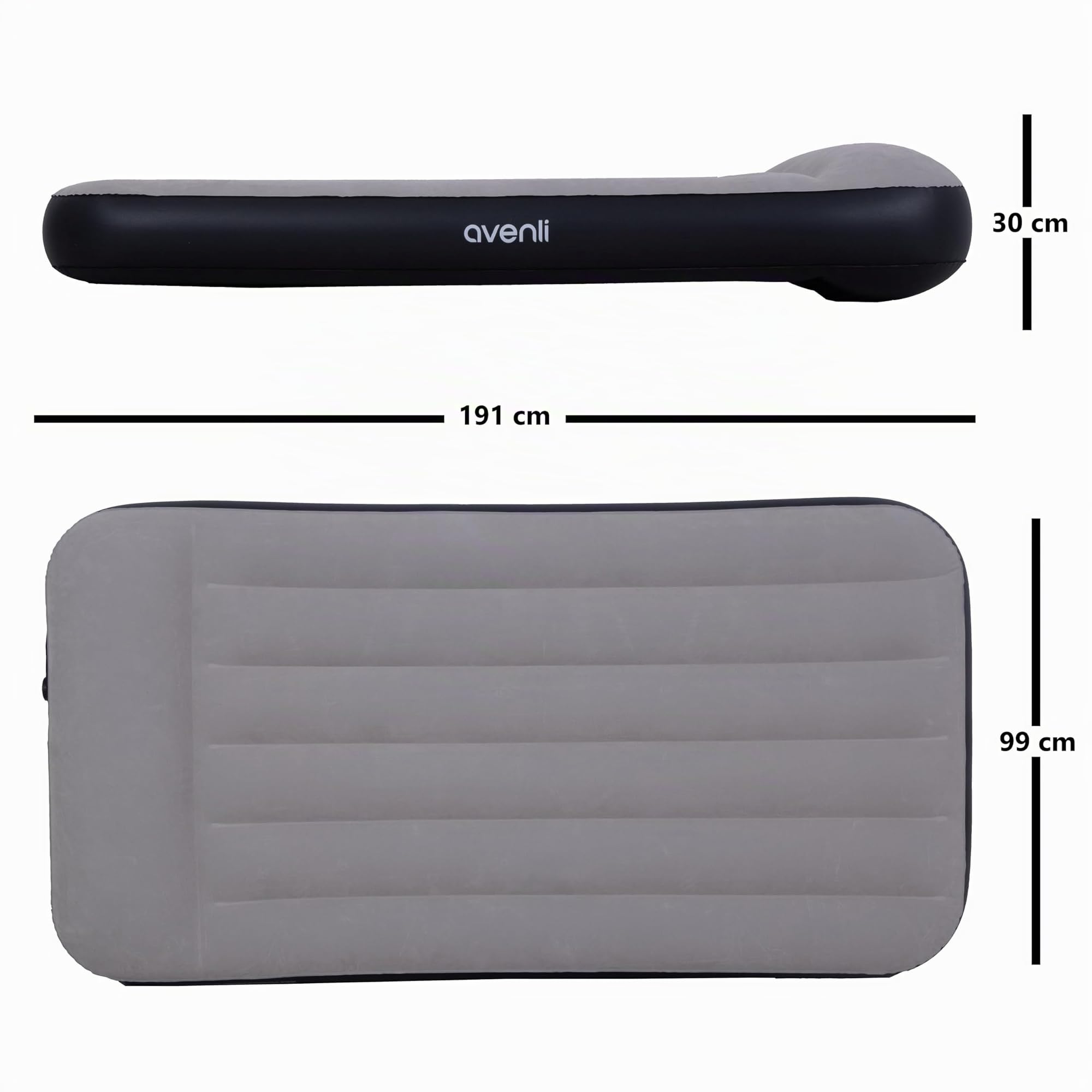 AVENLI Luftmatratze selbstaufblasend Twin-Size 191x99x30 cm, 1 Person, Coil-Beam, selbstaufblasend, bis 100 kg, grau, Camping Gästebett Outdoor – aufblasbare Matratze für 1 Person