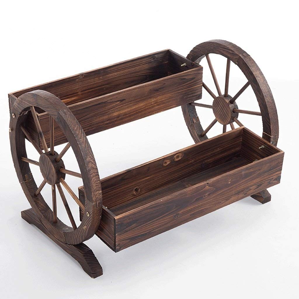 SnamicE Plant standWooden Plant Rack Flower Pot Cart Flower Pot Rack Garden Decoration Flower Pot Rectangular Garden Landscape Flower Pot Flower Stand,