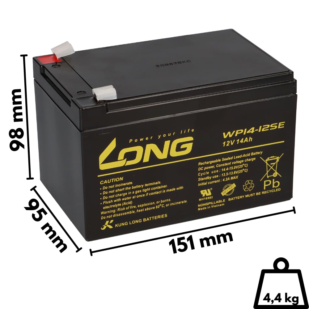 Akku Kompatibel Elektro Scooter MZ Charly 48V 4X 12V 14Ah AGM Blei Accu Wie 15Ah - Langlebig - Wartungsfrei - Zuverlässig - Ersatzakku - Akku