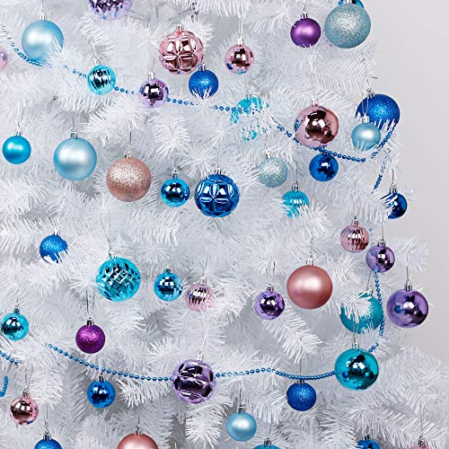 Lulu Home Christmas Ball Ornaments, 34 Ct Pre-Strung Xmas Tree Decorations, Holiday Hanging Balls Sky Blue 2.36" For Easter #TOP2