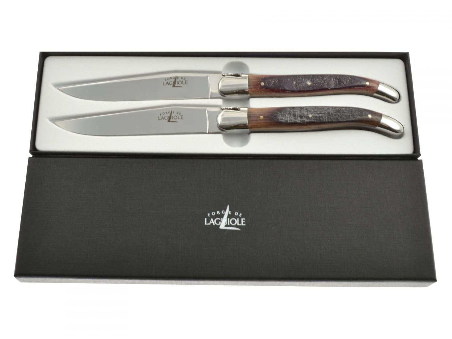 Forge de Laguiole Juego de cuchillo y tenedor con mango de madera noble