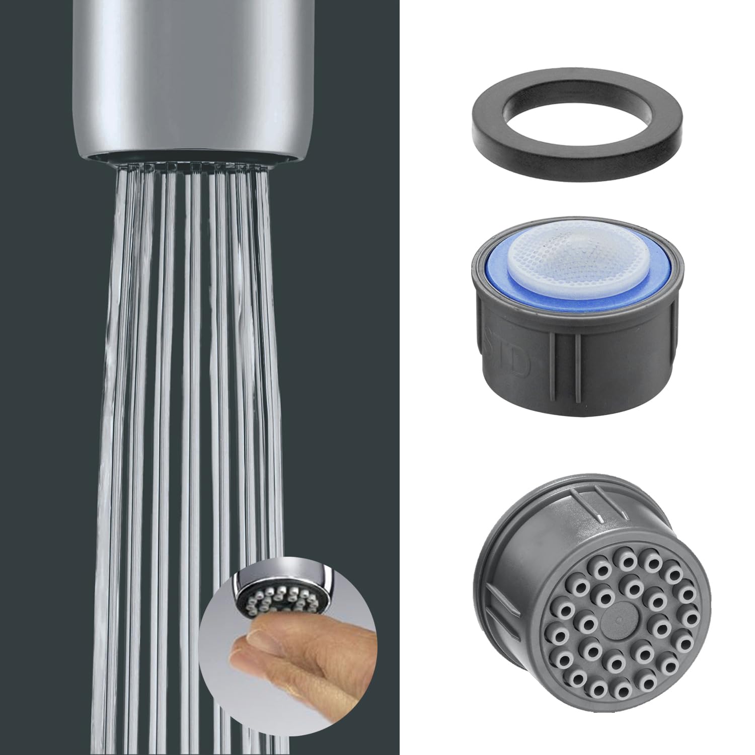 ALTON ALD347, 3.79 LPM Water Saving Aerator Taps and Faucets Foam Flow with Washers | Pack of 2 | Ideal Tap Extender for Kitchen Sink & Wash Basin | Suitable for both Inner(24mm) & Outer(22mm)