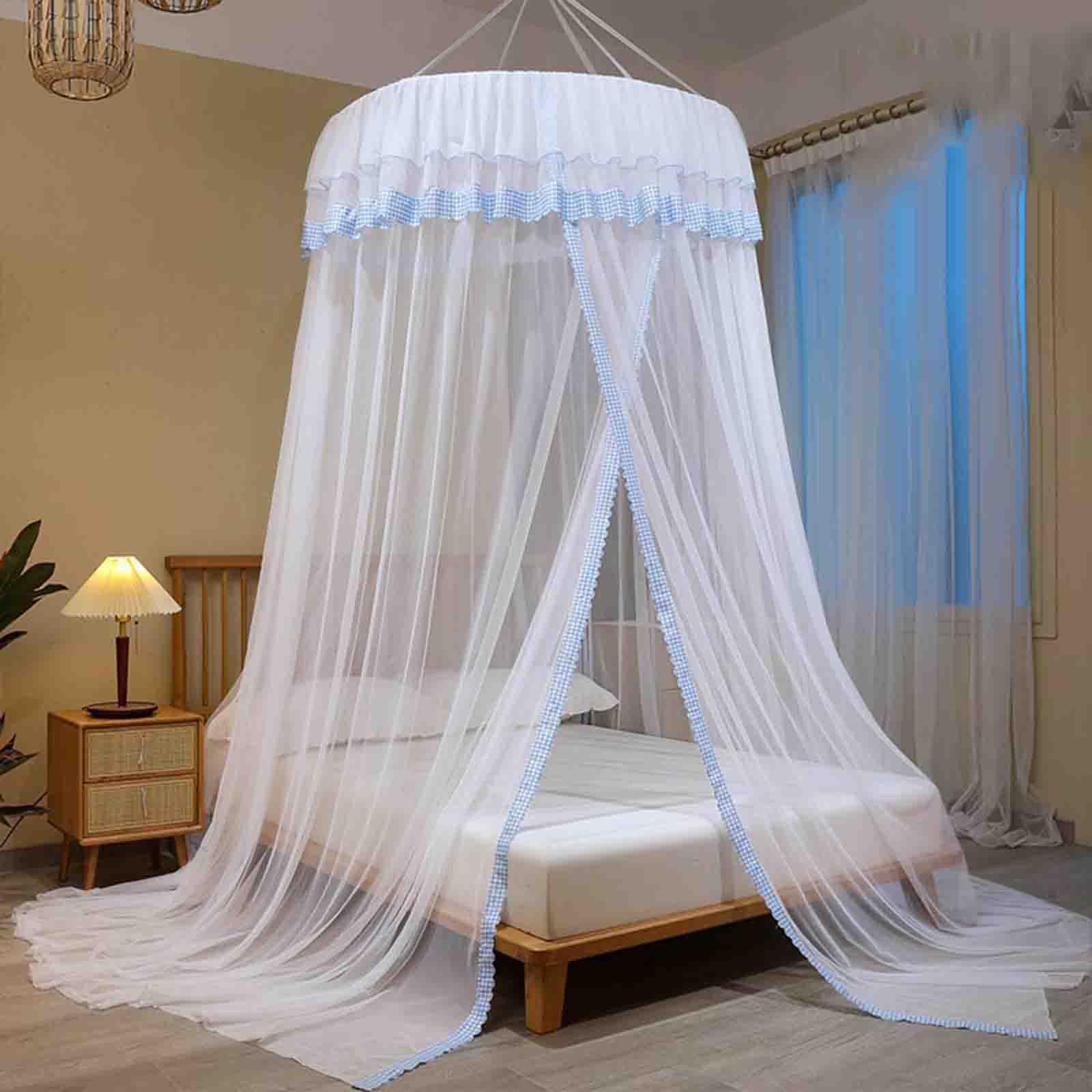Reise-Moskitonetz für Bettnetz, Doppelbetthimmel für Doppelbett für Einzelbett, Schlafzimmerbettvorhänge, Rahmenvorhänge, faltbares Etagenbett, hängender Kuppeltyp, Sommer (C, 1,5 m) (D 1,0 m)