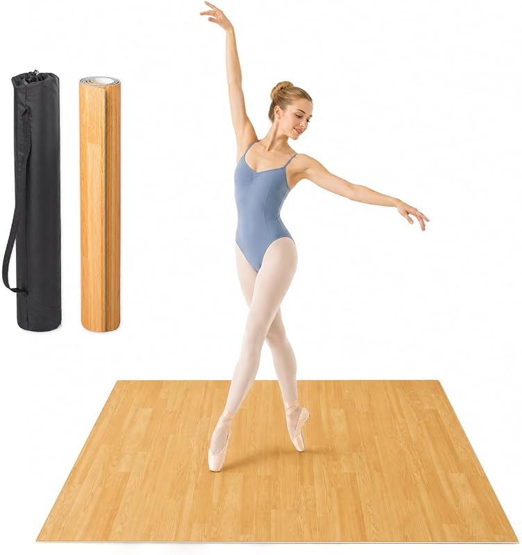 Rocalt Marley Dance Floor 6 ft x 4 ft, Portable PVC Dance Mat | 4.5mm thick PVC, waterproof top, non-slip backing, carry bag, roll-up setup for ballet, jazz, and home studio