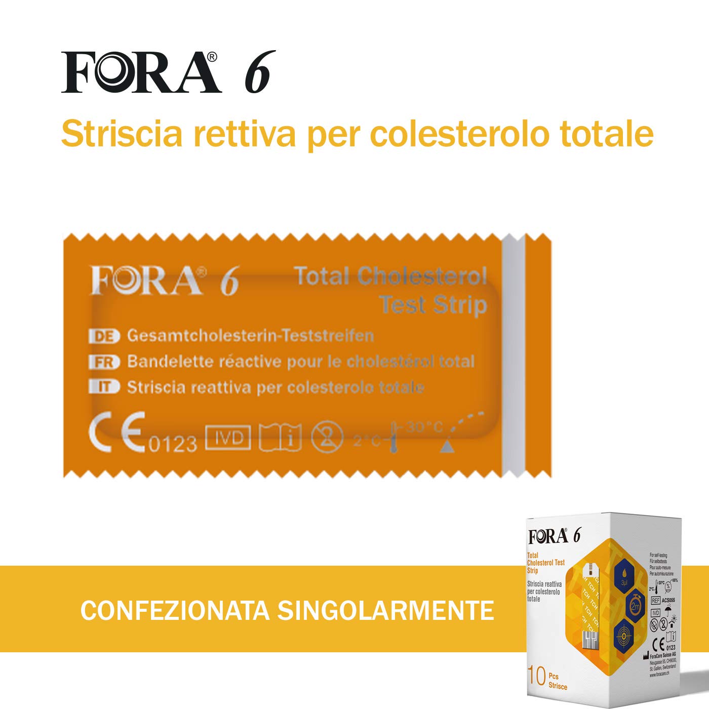 FORA Cholesterin Teststreifen 10 stück (box)