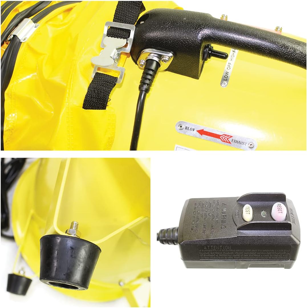 Maxx Air Heavy Duty Cylinder Fan with 20-foot Vinyl Hose, High Velocity Portable Blower/Exhaust Axial Hose Fan, 8-Inch, Yellow