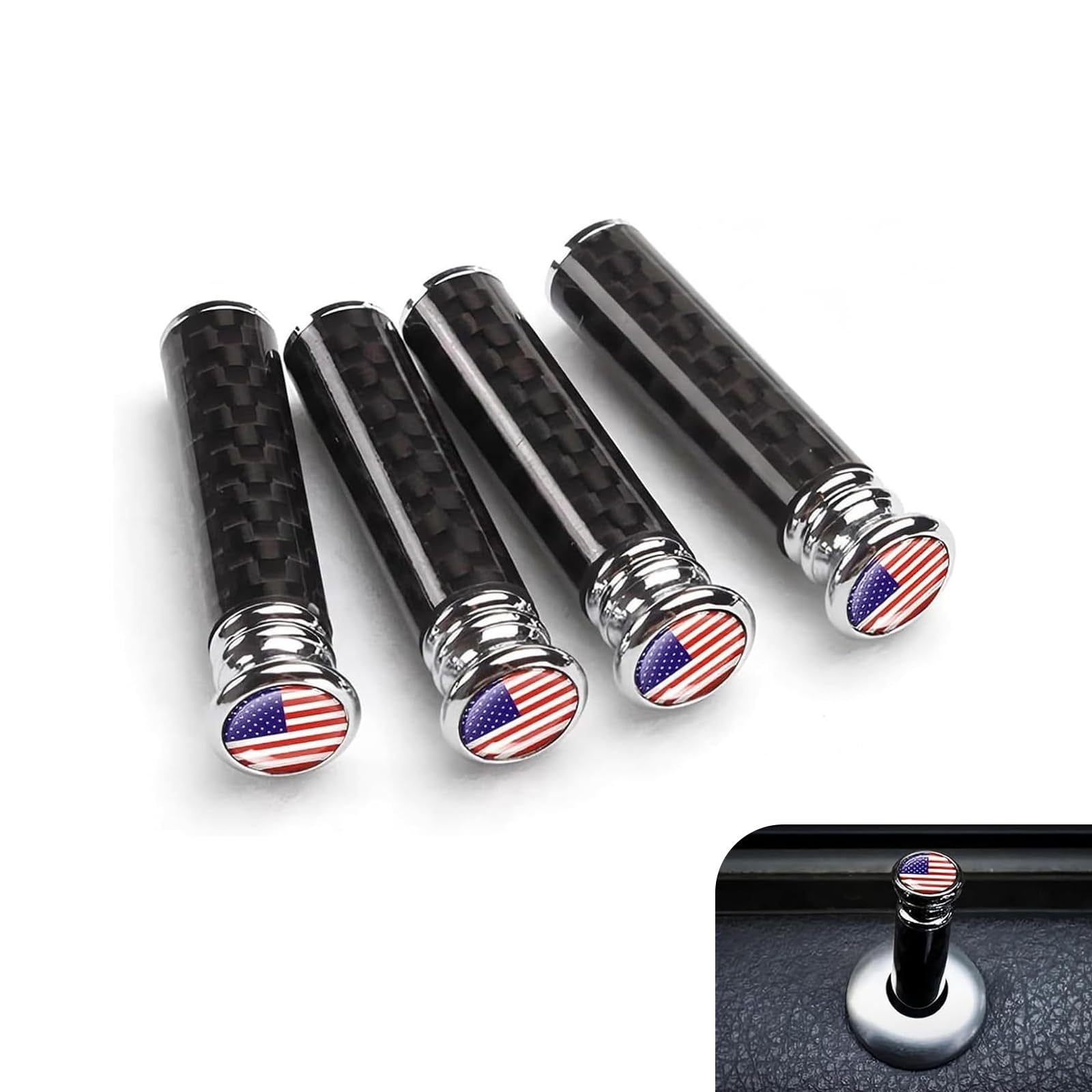 Car Door Lock Knobs - American Flag Carbon Fiber -8
