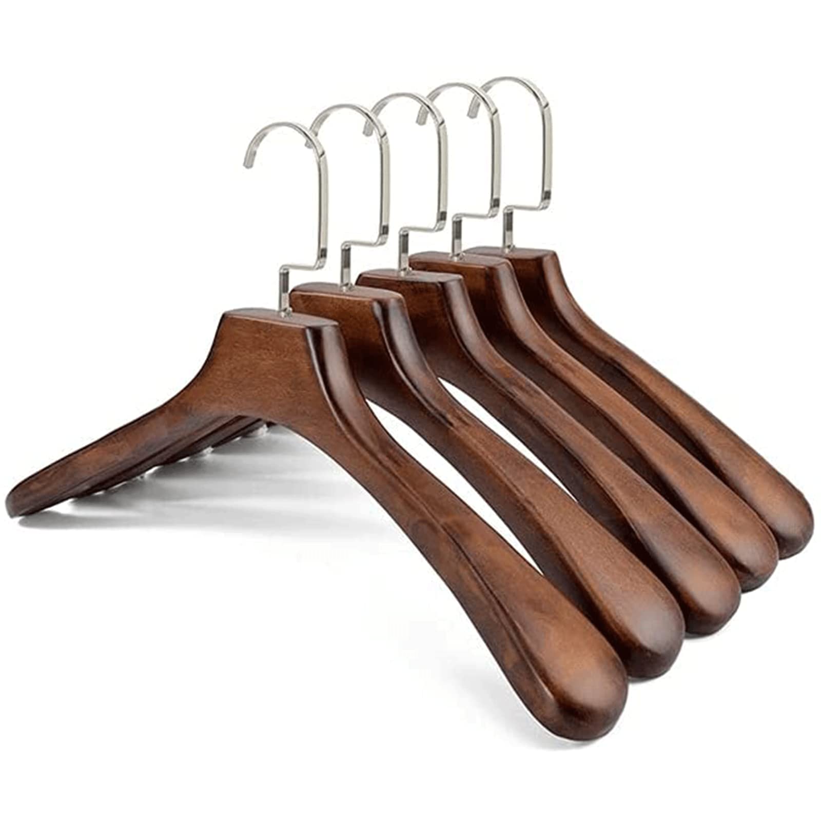 XIEAE Stark 5 Stück Kleiderbügel, breite Schulter, Nahtloser Massivholz-Haushaltsbügel, platzsparende Retro-Heavy-Duty-Kleiderbügel Dauerhaft