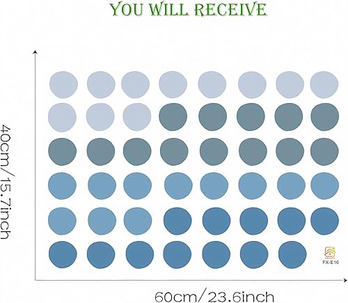 Miniatura 5 de sacinora - Calcomanías de pared de lunares azules y grises, calcomanías de pared circulares extraíbles de vinilo extraíble para guardería, niños,