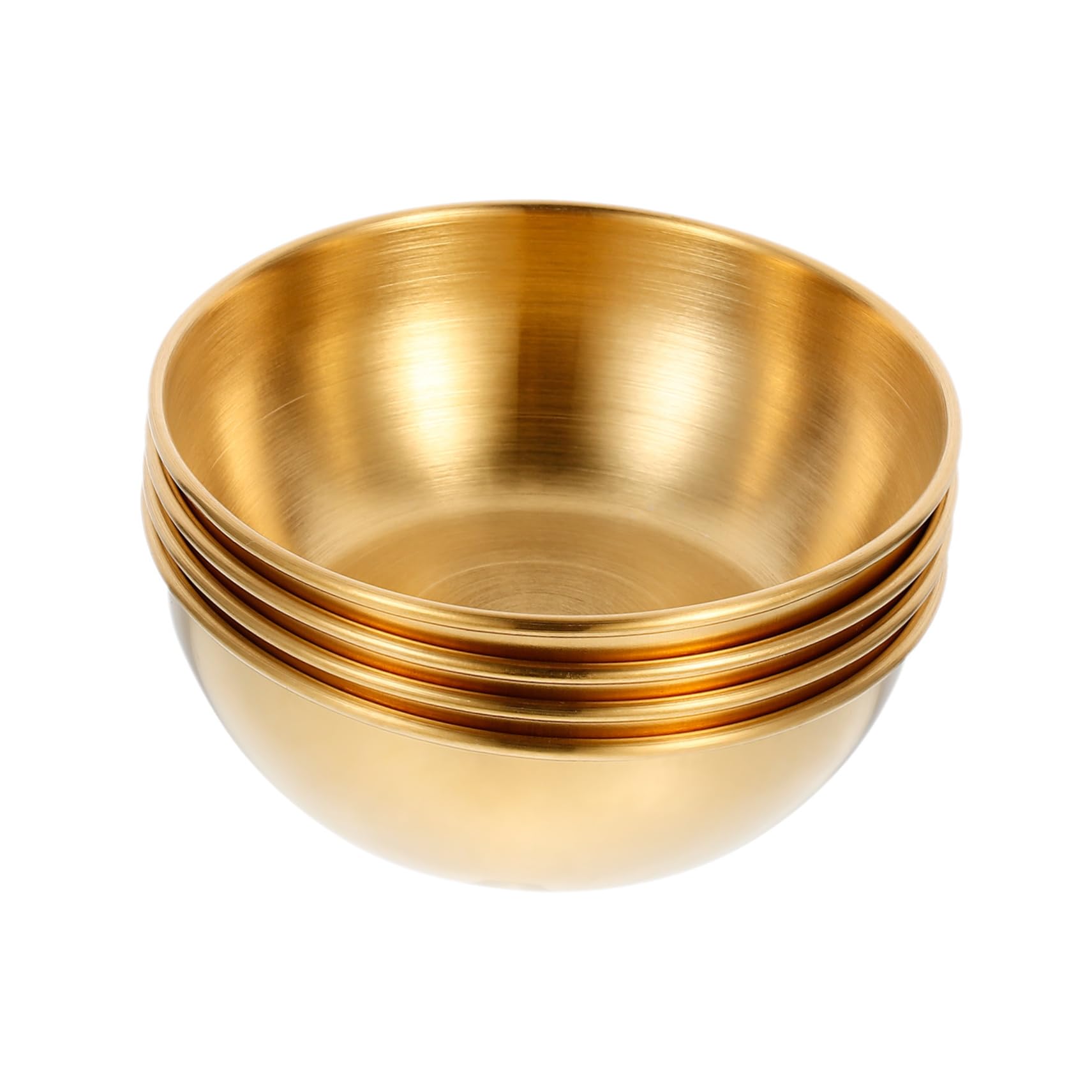 4pcs Seasoning Dish Divided Serving Tray Platter with Lid Soup Bowls Condiments Gold Dip Bowls Assiettes or Soy Plates Gold Bowl Trifle Bowl Sweet Soy Sauce Golden Stainless Steel