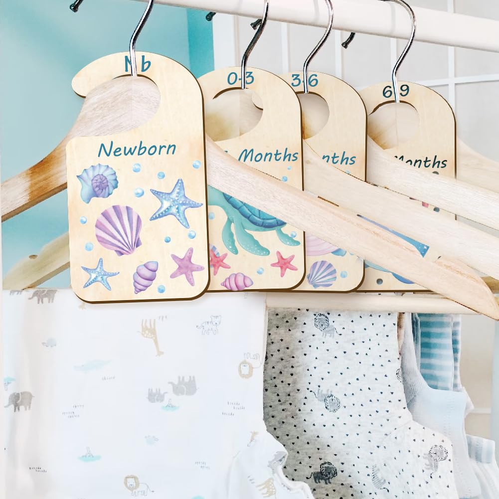Craspire 8 Pcs Séparateurs De Garde-Robe En Bois Pour Bébé Organisateurs De Placard De Chambre D'enfant Multicolores Du Nouveau-Né à 24 Mois Séparateurs De Cintres Pour Bébé Cintres De Garde-Robe