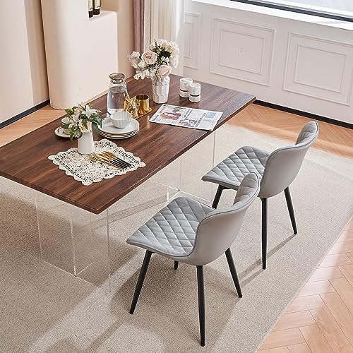 Kidol & Shellder Dining Chairs Kitchen & Dining Room Chairs Set Of 2 Modern Upholstered Living Room Chairs Faux Leather Vanity Chair Comfortable Contemporary Reading Chair(Gray),3 Mins Quick Assembly #TOP4