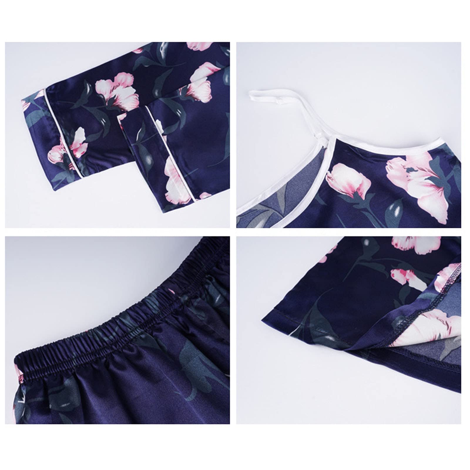 Sheey Juego de 7 Piezas Conjunto de Pijama Fino para Mujer, Ropa de Dormir Cómoda y Suave para Primavera Verano Otoño Invierno Fiesta, Inicio