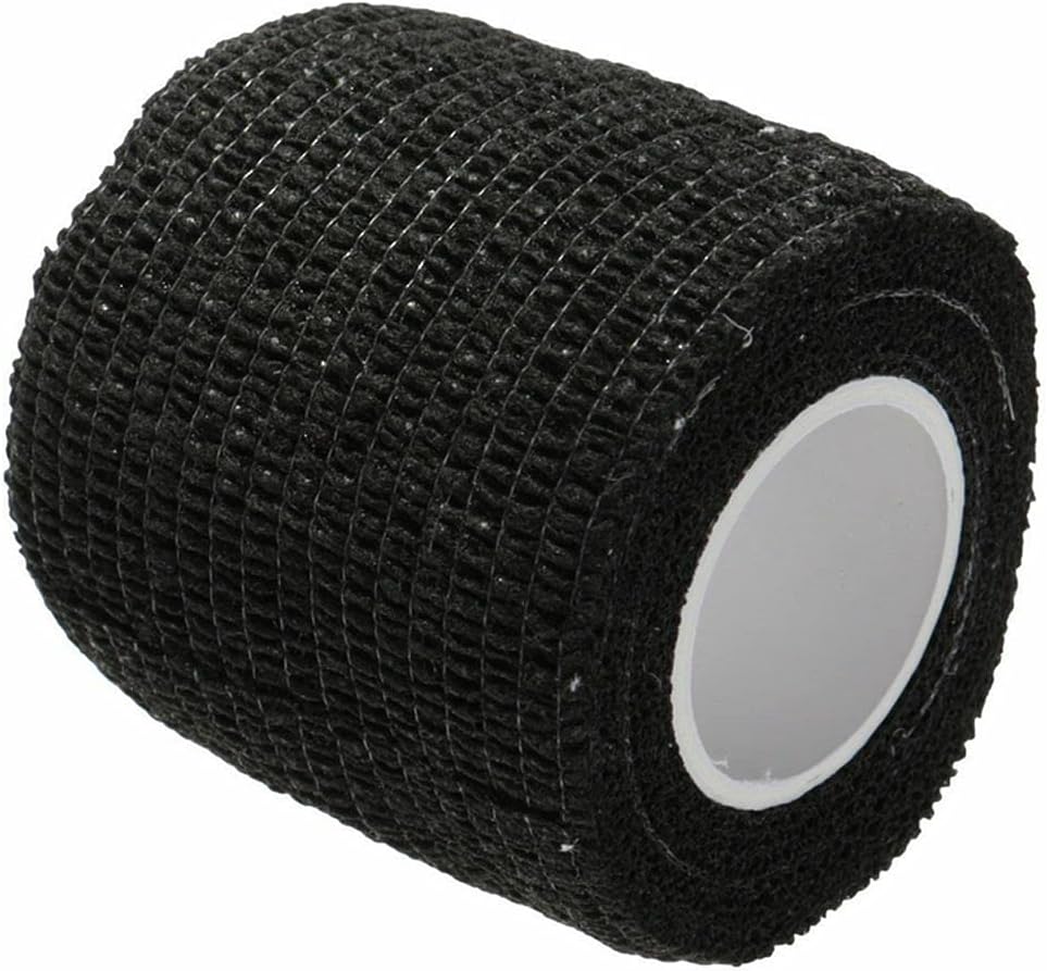 Tatmax 24 Rolls 2-inch x 5-Yards Black/Camouflage Sensi Wraps Grip Cover Self Adhesive Coherent Wrap Bandage Rolls Sports Adherent Tape (Black)