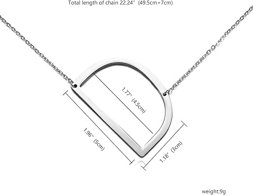 Miniatura 2 de RINHOO Collar de cadena con colgante de acero inoxidable con inicial de plata con 26 letras grandes de la A a la Z