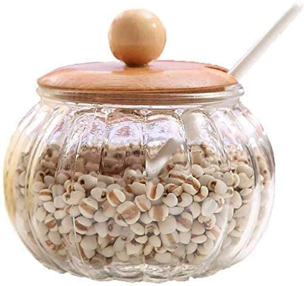 Set da 10 Pezzi, vasetto di spezie in Vetro Solido, Olio di aceto, ampolla liquida, con ripiano in Legno di bambù, Barattolo di spezie da Cucina con Cucchiaio