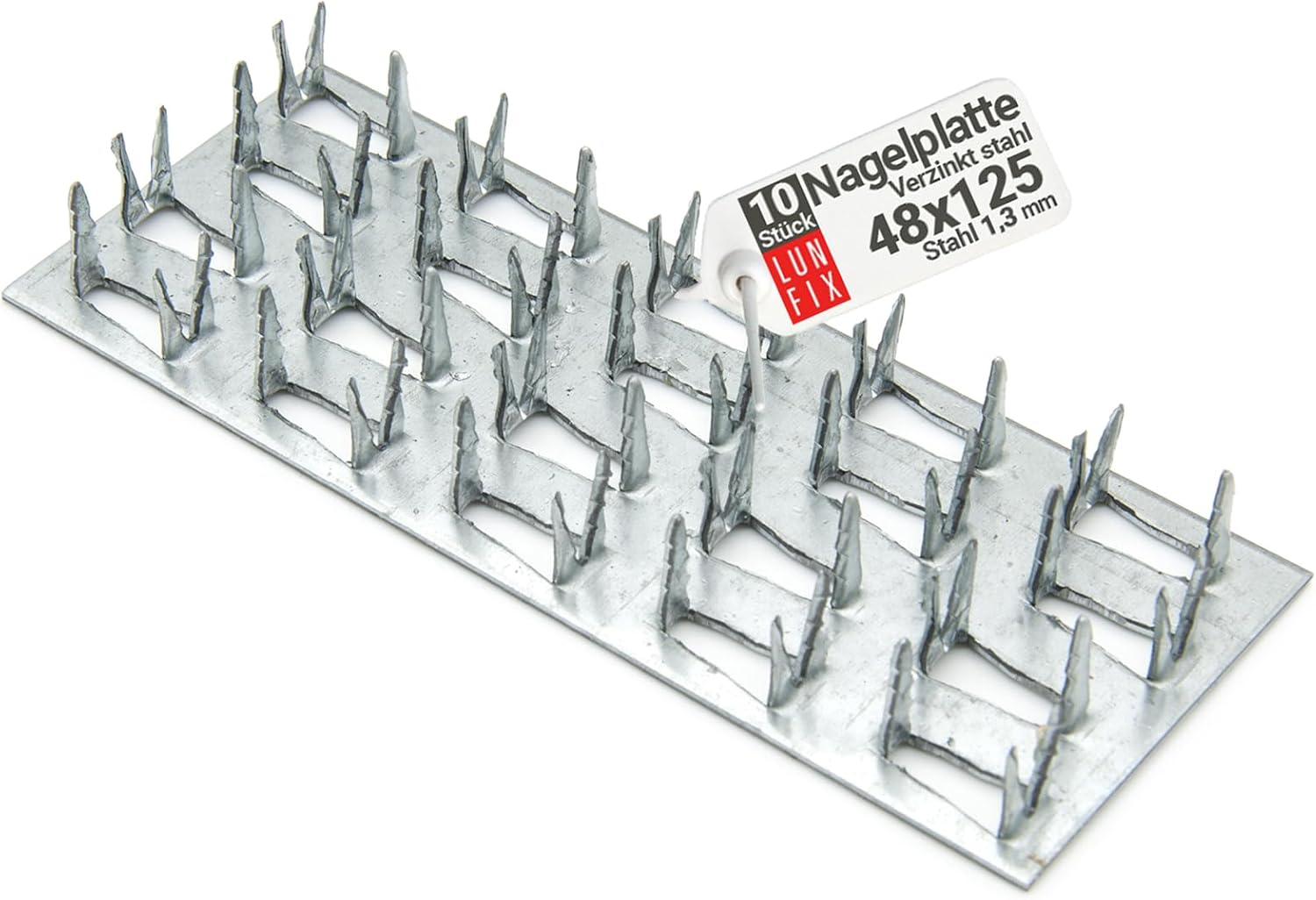 Placa galvanizada Lun Fix 125x48 mm, 10 uds - Fijación madera