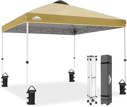 EAGLE PEAK 3m x 3m Pop Up Gazebo Tent Instant Outdoor Canopy Straight Leg Shelter Beige