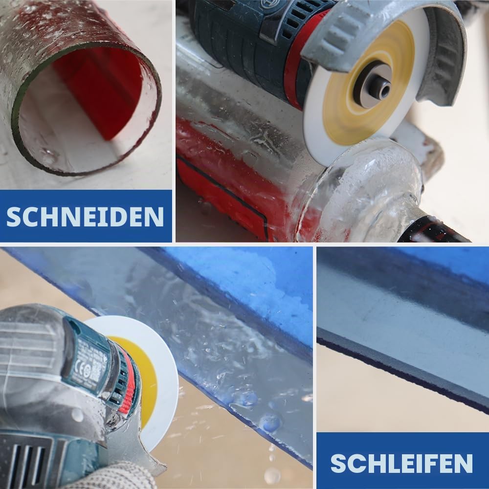 HIGHDRIL Diamant Glas Trennscheibe 75mm x Arbor 10mm - 4 Stk. Kreissägeblatt zum Schneiden von Glas Marmor Fliesen Jade Kristall Weinflasche
