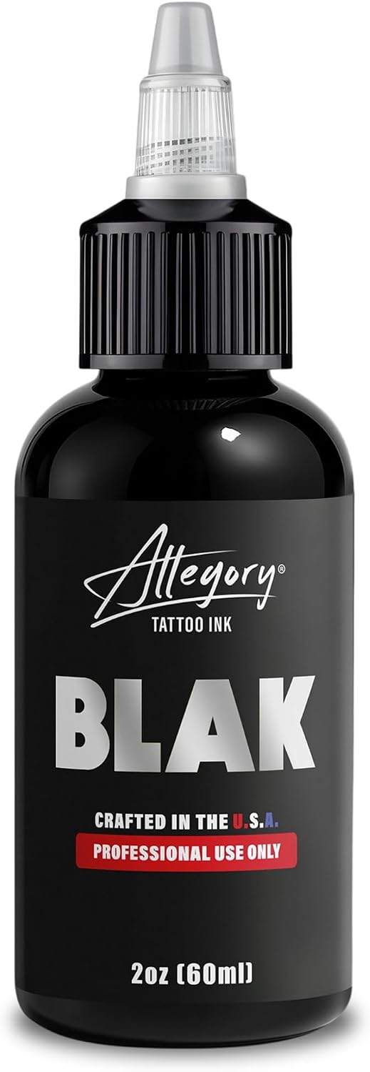 Allegory Tattoo Ink – Blak, Premium Black Tattoo Ink, Perfect for Lining and Shading, Smooth, Consistent Pigment, Vegan Friendly Tattoo Color, Organic Ink, Crafted in the USA, 2 oz