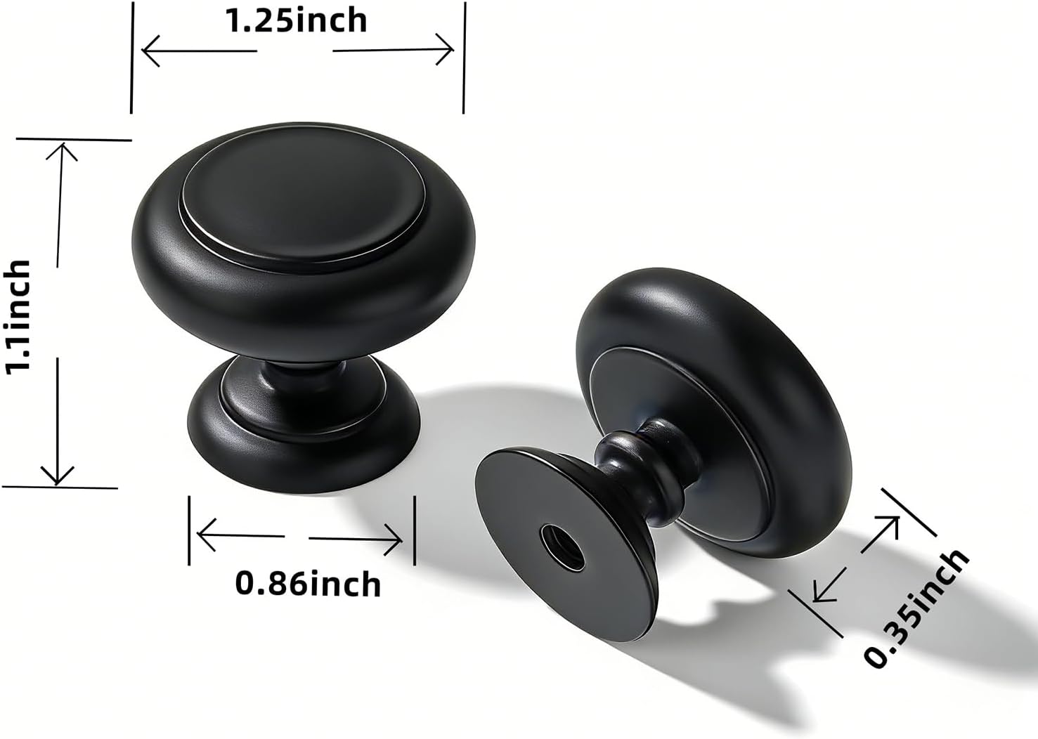 khtumeware 10 Pack Knob Black Cabinet knobs Solid Heavy-Duty Bifold Closet Door Knobs Cabinet Hardware Drawers Dressing Table Bathroom Handle