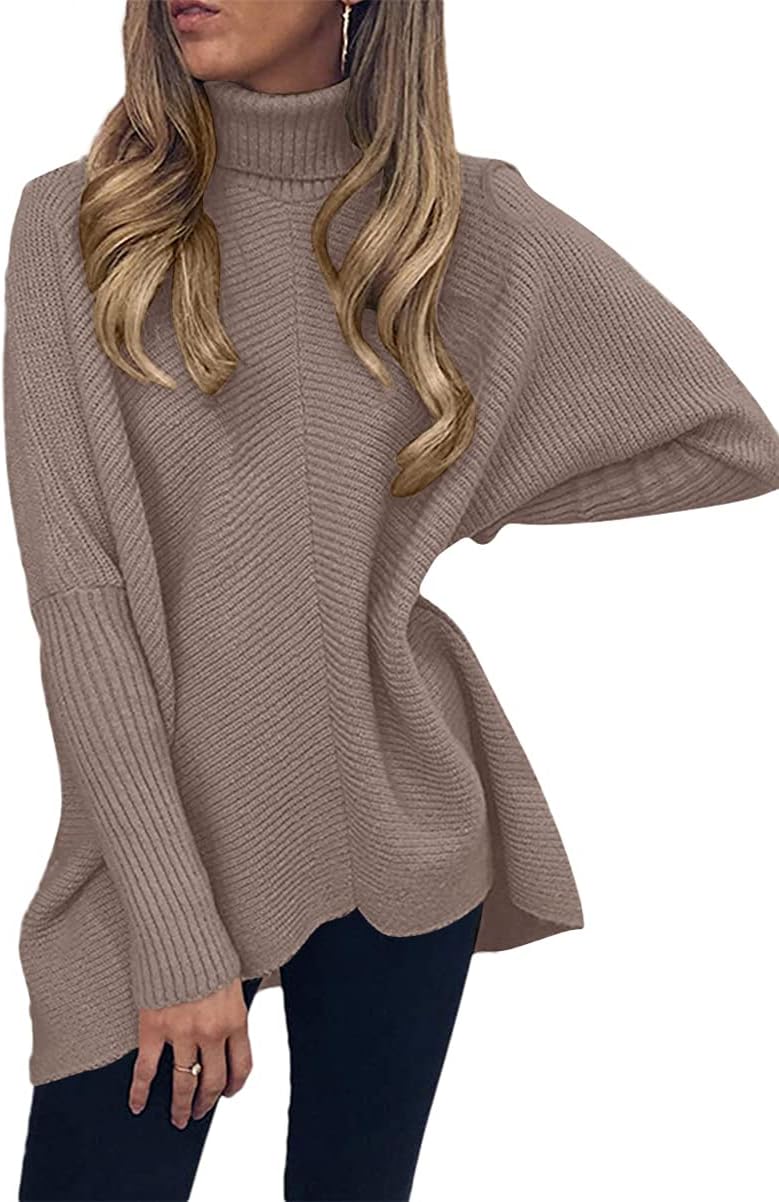 ANRABESS Womens Oversized Turtleneck Batwing Long Sleeve Casual Cozy Baggy Knit Pullover Tunic Sweater 2025 Fall Outfits - Image 4