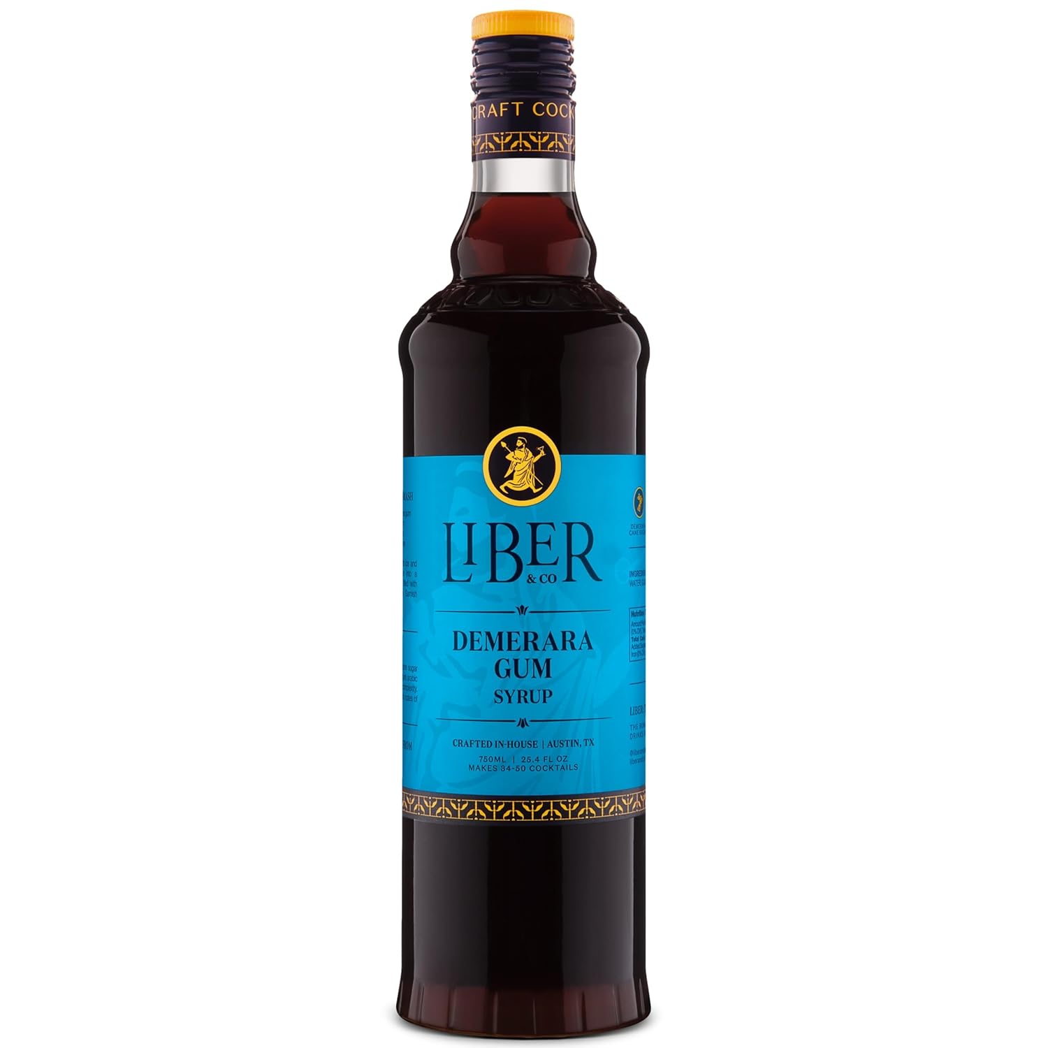 Liber & Co. Demerara Gum Syrup - Makes 50 Cocktails - Rich Cocktail Syrup Made with Premium Demerara Sugar & Gum Arabic - Perfect for Old Fashioneds, Whiskey Sours & Tiki Cocktails - (25.4 fl oz)