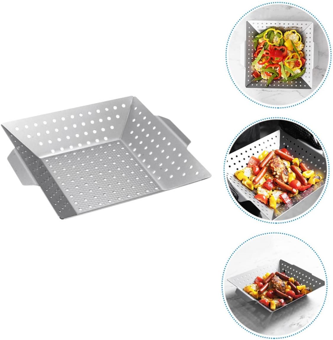 MERRYHAPY Non-stick Bbq Grill Pans Barbecue Plate Double Ear Design Easy to Carry for Outdoor Bbq