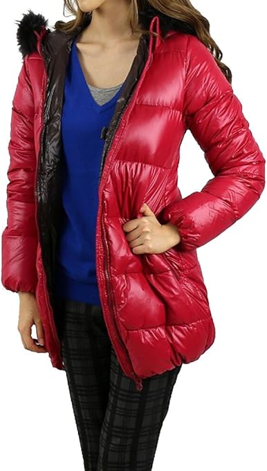 Amazon | [デュベティカ] ナイロンファー付きフードミドル丈ダウン