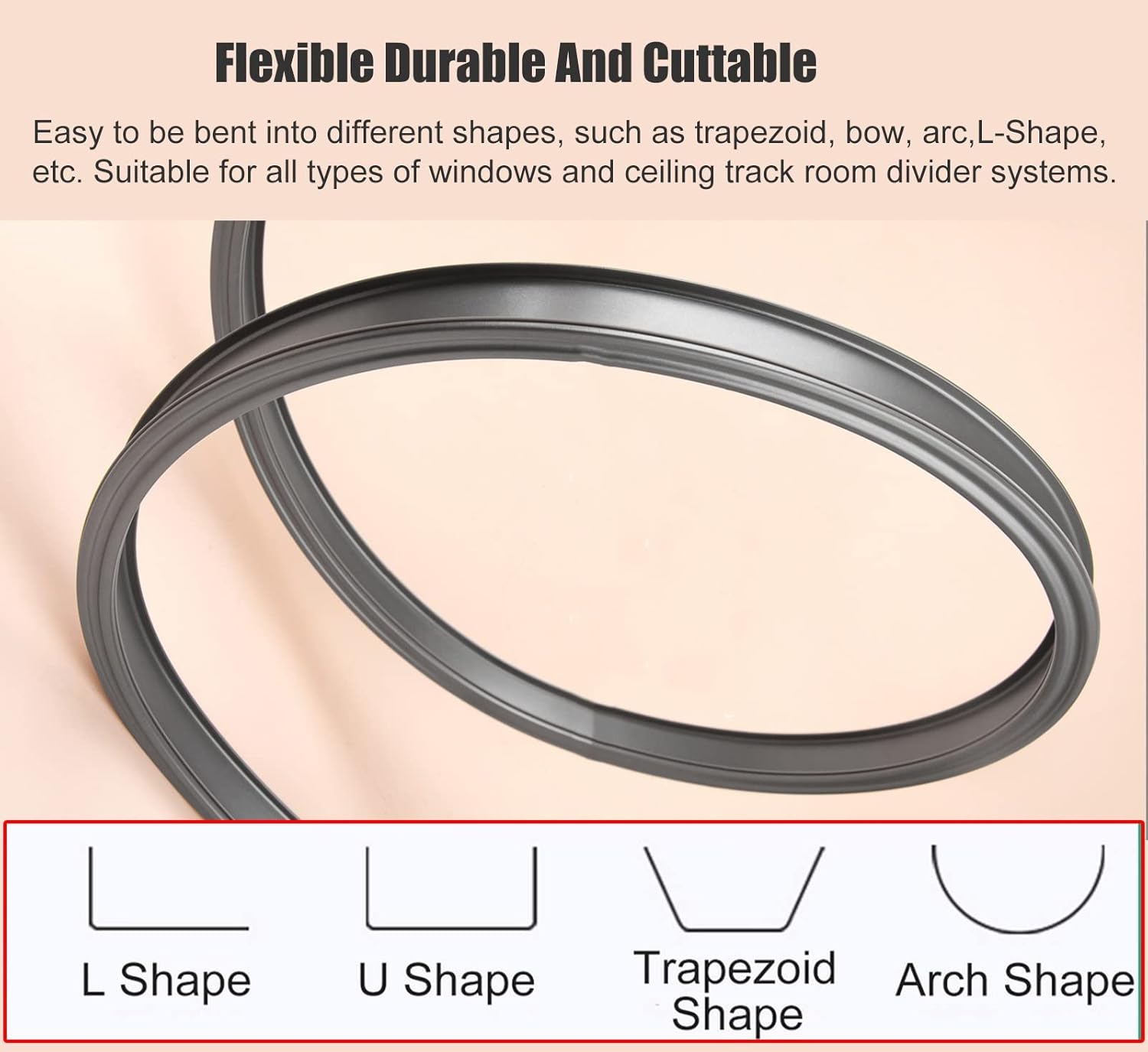 Heavy Duty Flexible Ceiling Curtain Track System - 300-800cm (8m/26ft) Wall Mount Sliding Door Rail for Living Room, Bedroom, Laundry Room - White Color