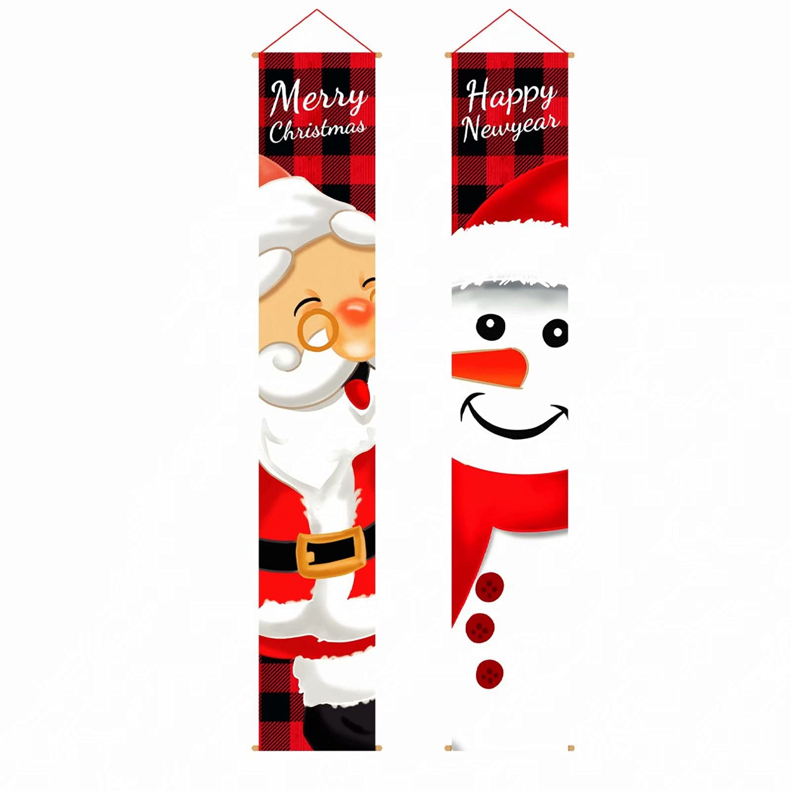 2 Striscioni Banner Natalizi Per Porta E Parete 180x30 Cm – Decorazioni Natale Con Babbo Natale E Pupazzo Di Neve – Per Esterno E Interno