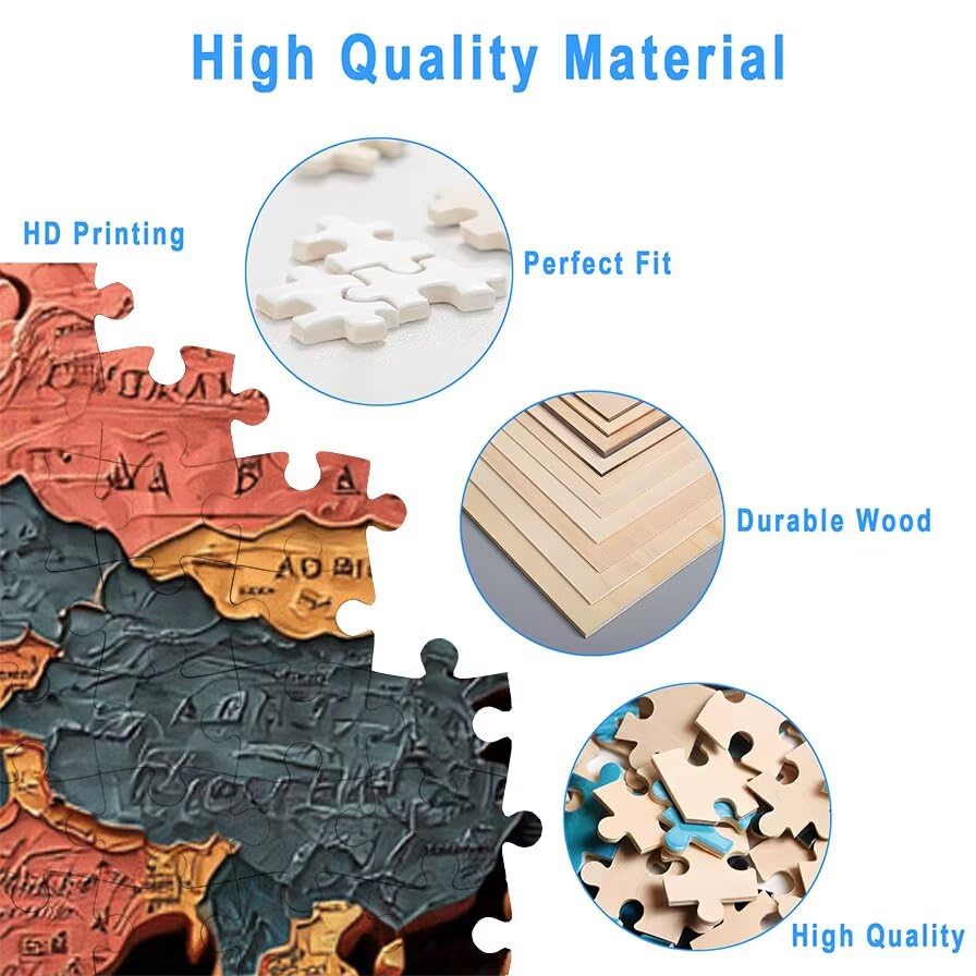 Puzzle 5000 elementów dla dorosłych, puzzle 5000 sztuk mapy świata dla dorosłych, duże drewniane puzzle z pudełkiem, gra koncentracyjna dla całej rodziny, do dekoracji domu, prezent dla kobiet, -7445