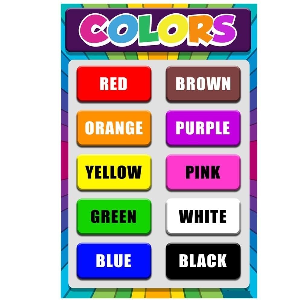 HGETJOHXEM Homeschool Learning Colors Poster for Toddlers Preschool Educational Chart Classroom Decor Kindergarten Teacher Supplies Color Wall-Art(Unframed,12x18inch(30x45cm))
