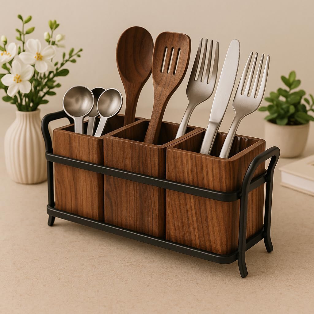 Craft Mshopr Spoon Holder - Wood & Iron Cutlery Rack -4