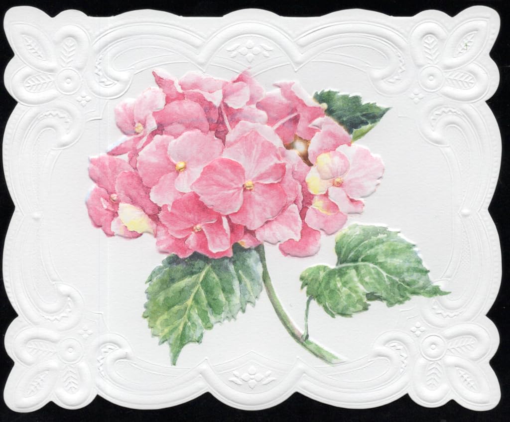 Poster Foundry Pink Hydrangea Portfolio Boxed Note Cards by Carol Wilson. 10 embossed 4x5 Die-Cut Notecards and Matching Envelopes in Decorative Gift Box with Magnetic Flap. NCP2022