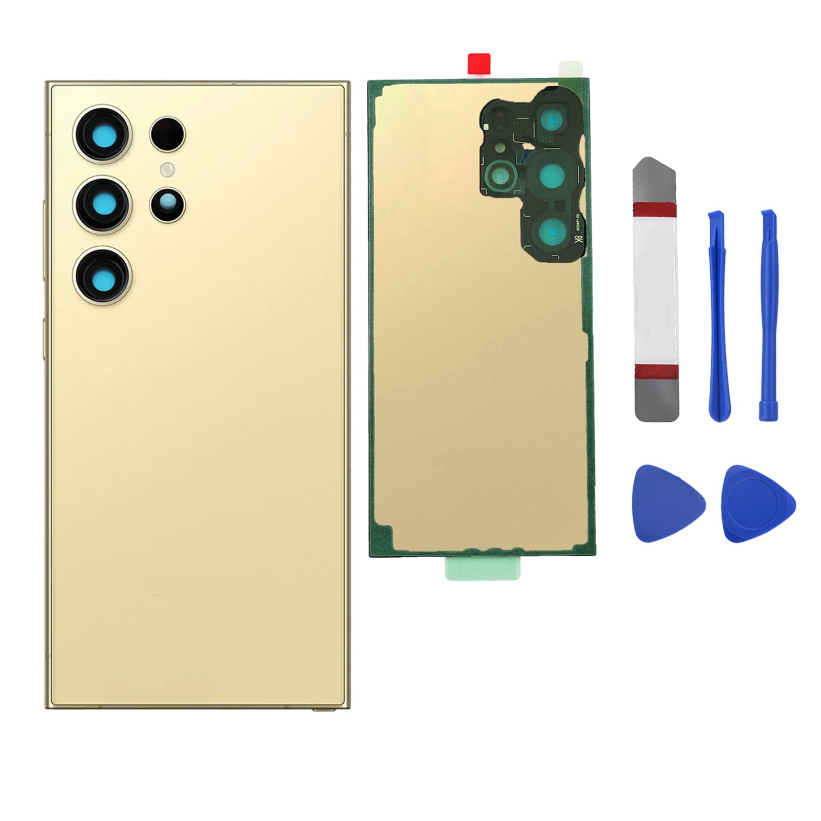 Rear Back Glass Replacement for Samsung Galaxy S24 Ultra 5G, Yellow Gold