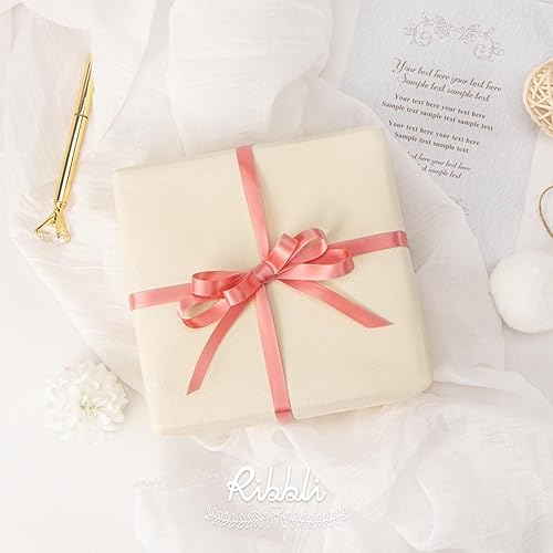 Miniatura 177 de Ribbli - Cinta de satén blanca de doble cara, 1 pulgada x 25 yardas, uso para ramo de lazos, envoltura de regalos, arreglos florales