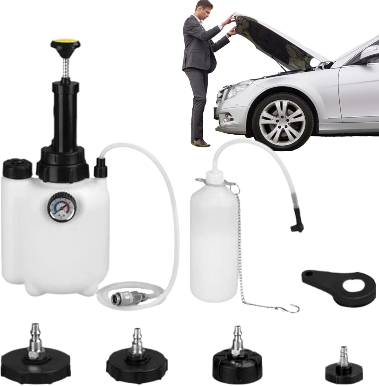 Brake Bleeder Kit - 3L Brakes System Bleeding Tool, Manual Brake Bleeder Pump, Oil Change Bleeding Equipment | Wide Compatibility Vehicle Maintenance Tool for Engine Repair, Travel, Camping