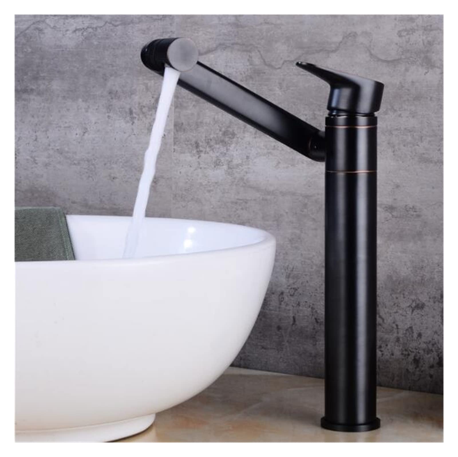 Mitigeur de lavabo noir en laiton pour eau chaude et froide