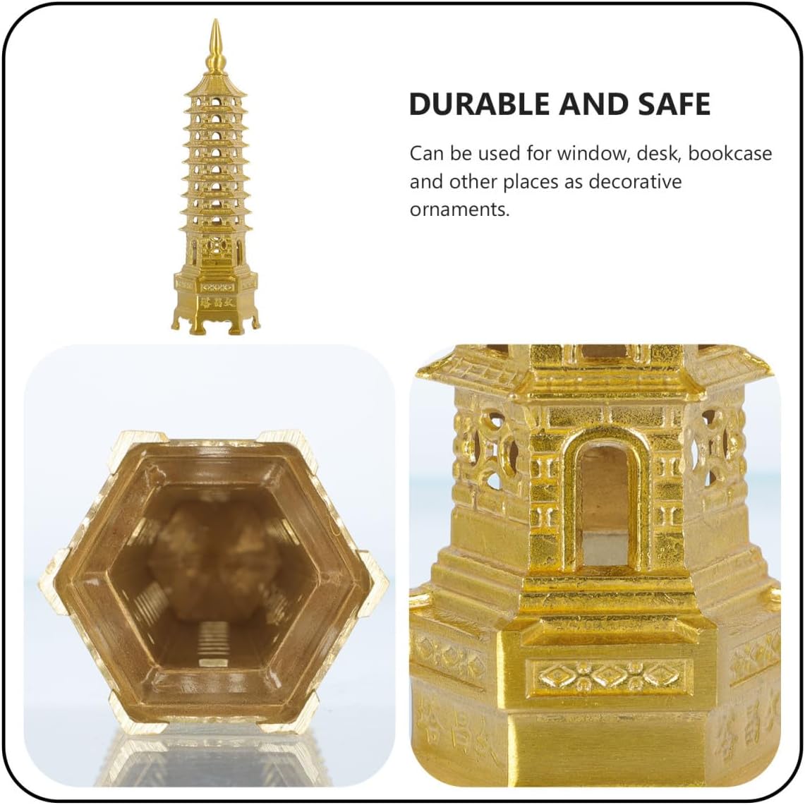 Cabilock Copper Wenchang Tower Ornament 9-Tier Metal Pagoda Sculpture for Feng Shui Garden and Desktop Decoration Chinese Home & Outdoor Statuary