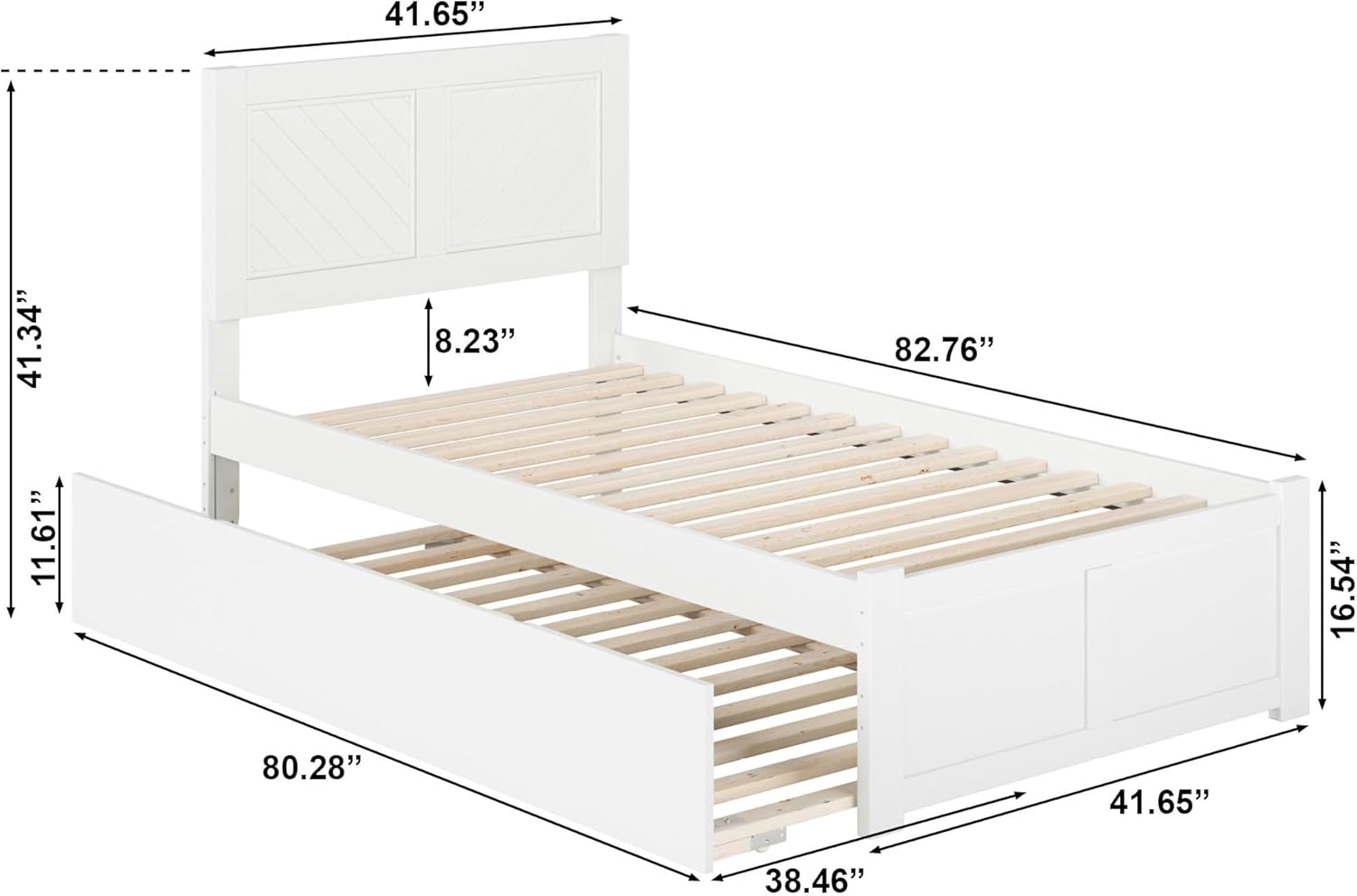 AFI Canyon Twin XL Farmhouse Solid Wood Platform Bed with Footboard & Twin XL Trundle, White
