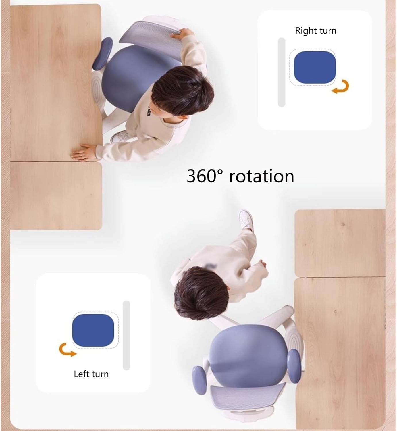 Office Computer Desk Chair - Kids Study Chair, Office Chair for Seat Posture Correction with Removable Foot Pedal, Height Adjustable Office Chair Ergonomic Chair for Children(Blue)