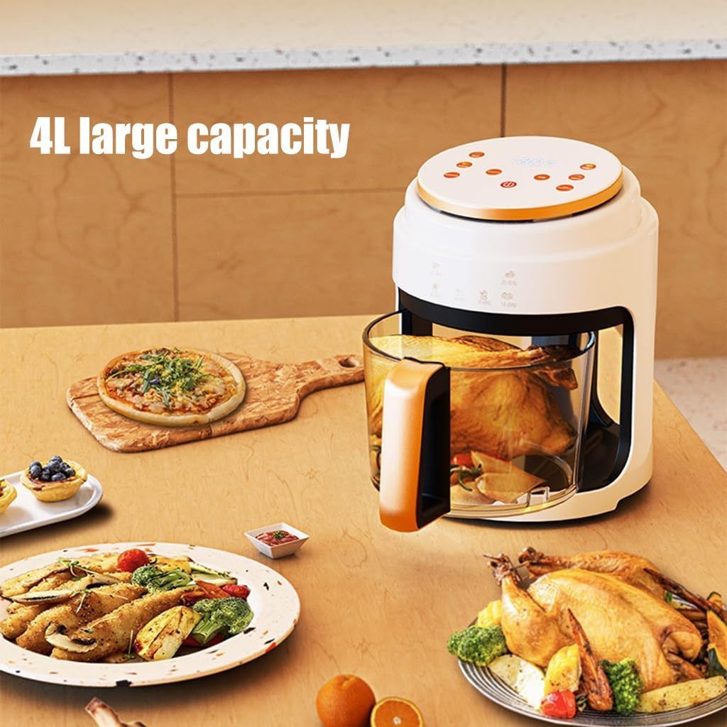 TEMKIN 4L Digital Air Fryer on a kitchen counter with various cooked foods