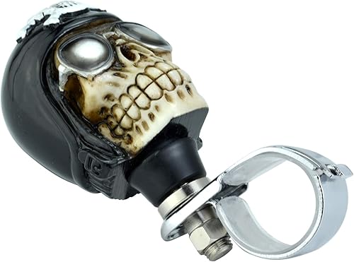 Miniatura 4 de Arenbel Pomo giratorio para volante, estilo piloto de calavera, perilla suicida para automóvil, asistencia de giro, mango de agarre para la mayoría