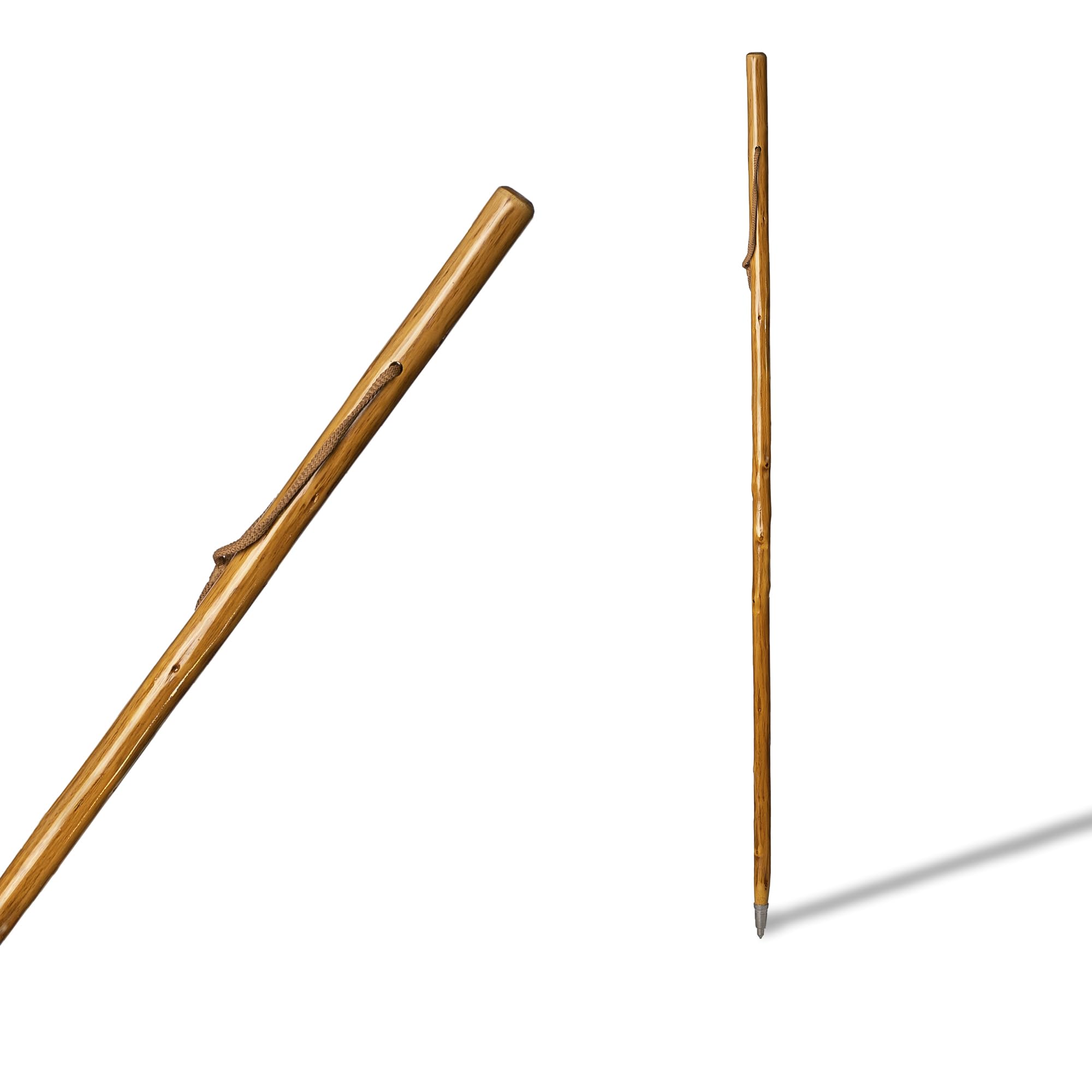 SB Bâton de randonnée Trekking en Bois de châtaignier Naturel 125cm avec Corde et Pointe en métal. Léger et Robuste, utilisez-Le sur Le Terrain Tout en respectant l'environnement.