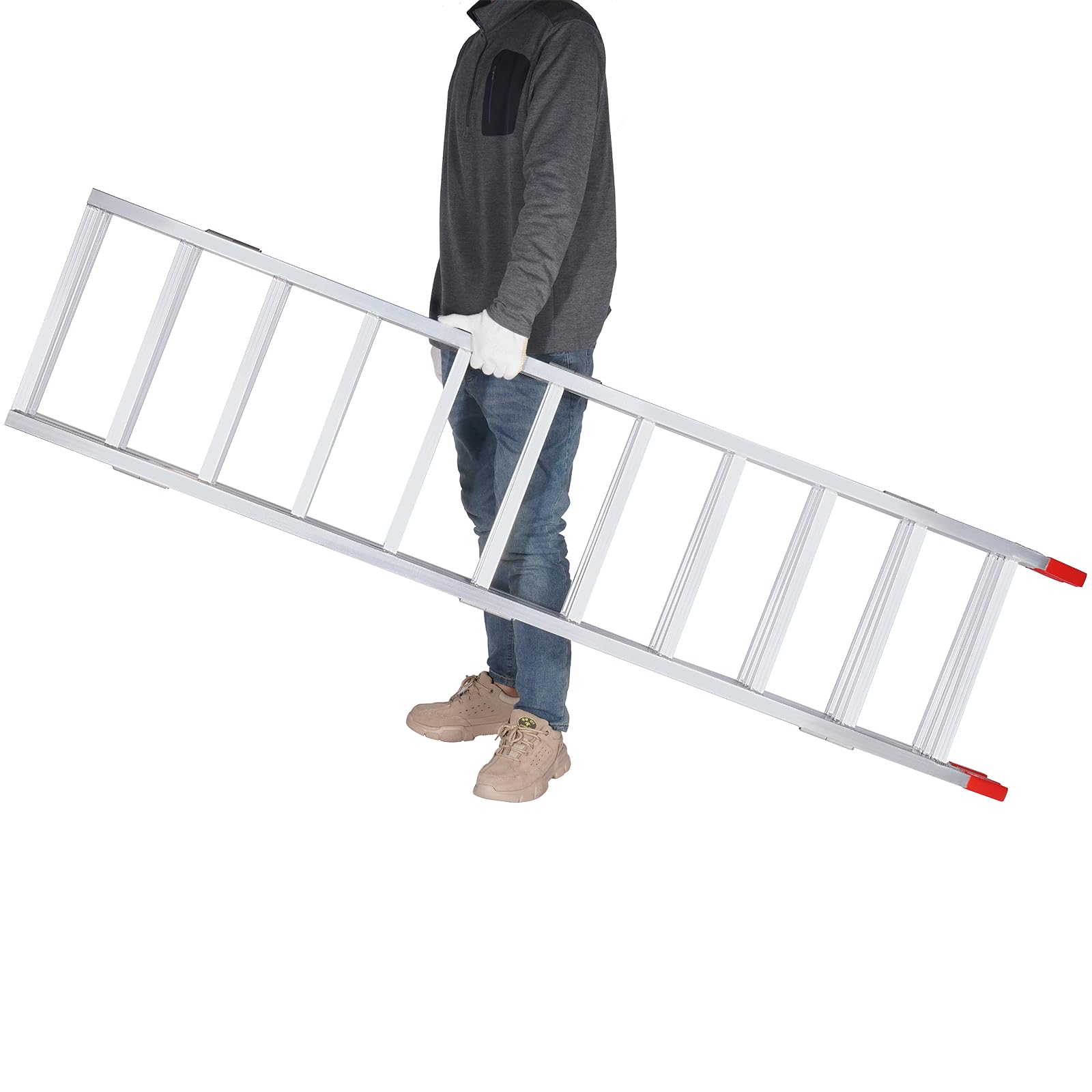 VEVOR Rampas de Carga de Aluminio 0,7 T Rampa de Acceso de 3 Pliegues con Correas de Carga, Riel de Carga Plegable para Motocicleta, Tractor, ATV, camión, cortacésped, quitanieves, 196x138 cm